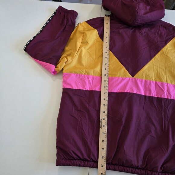 PINK Victoria Secret Jacket Women XS/S Multi Colorblock Zip LS Hood Sherpa Lined - Picture 6 of 16